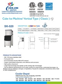 NSF 500 lb Air Cooled ice maker machine SK-520+B375-ice bin