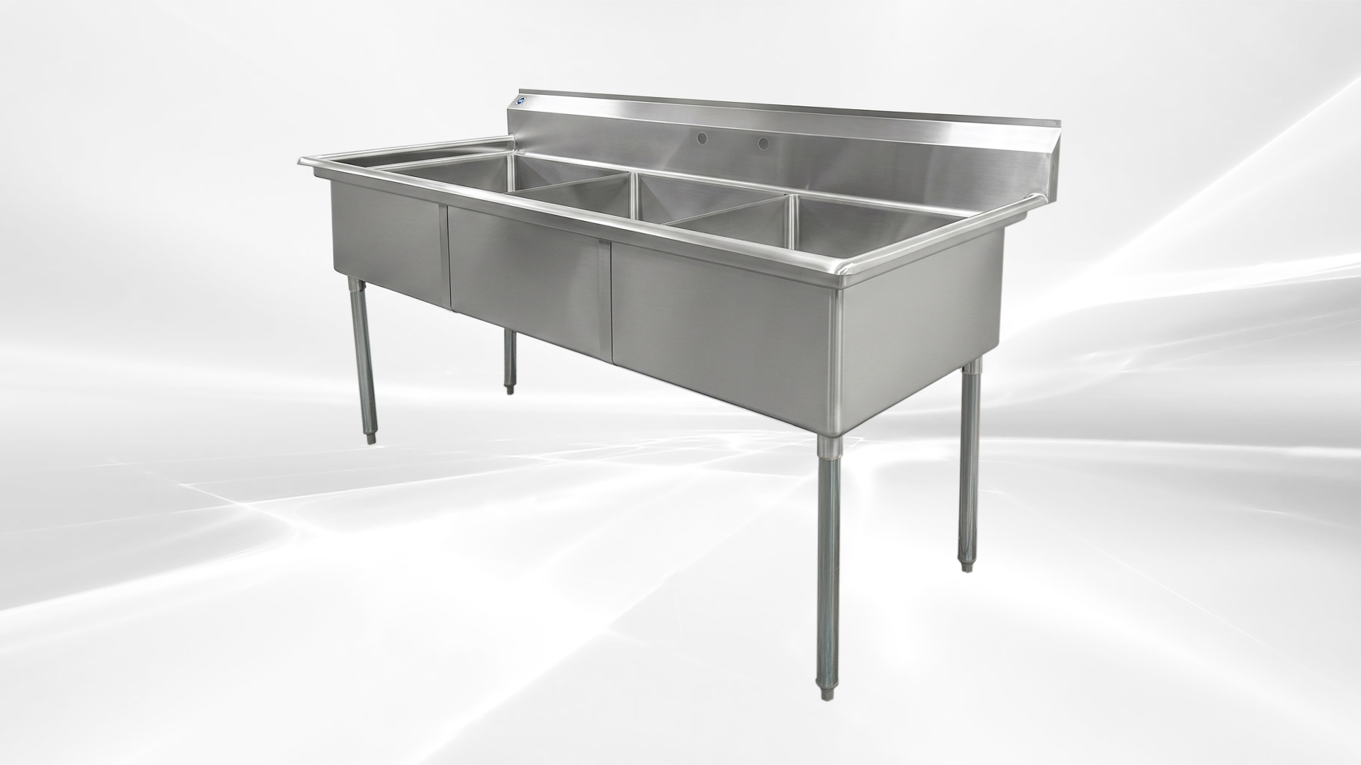 NSF 77 ins Three Compartment Sink  Only two holes  HN-C3T242412