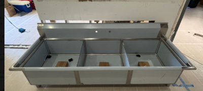 NSF 77 ins Three Compartment Sink  Only two holes  HN-C3T242412