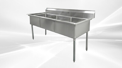 NSF 77 ins Three Compartment Sink  Only two holes  HN-C3T242412
