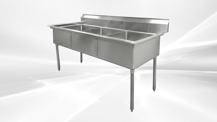 NSF 77 ins Three Compartment Sink  Only two holes  HN-C3T242412