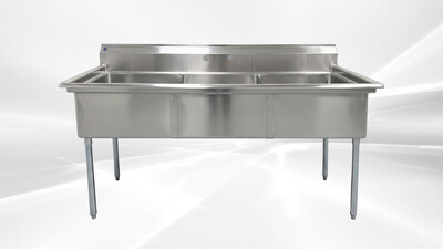 NSF 77 ins Three Compartment Sink  Only two holes  HN-C3T242412