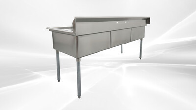 NSF 77 ins Three Compartment Sink  Only two holes  HN-C3T242412