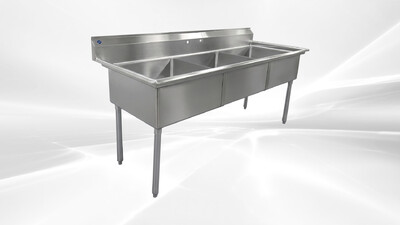 NSF 77 ins Three Compartment Sink  Only two holes  HN-C3T242412