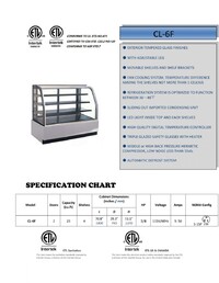 Refrigerated bakery refrigerator case NSF 72 in CL-6F