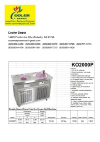 NSF two pan ice cream roll machine KO2000P-60
