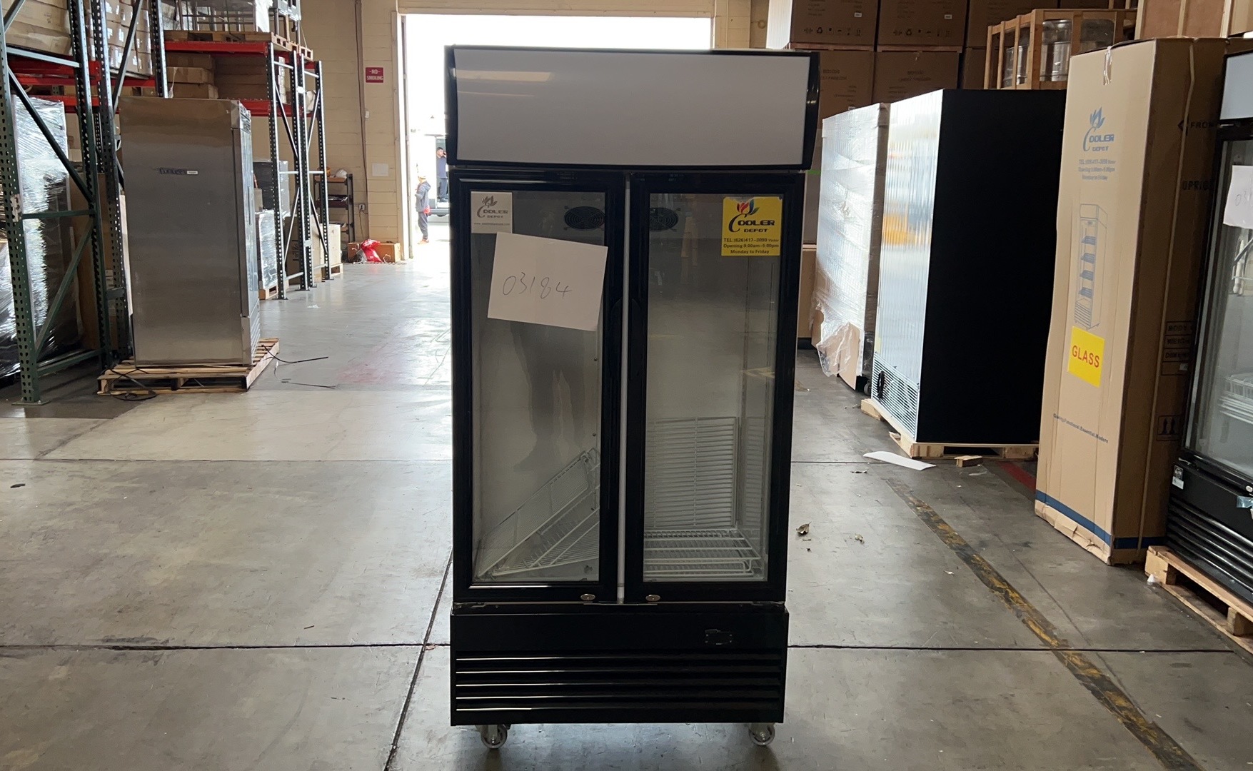 Clearance NSF 36 in two glass door upright refrigerator 03184