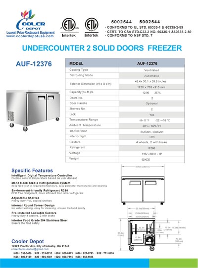 NSF Commercial 48 inches Worktop Freezer AUF-12376