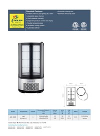 NSF Countertop Glass Refrigerated Bakery case ARC100R CL-100