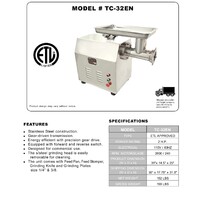 NSF 1900W Commercial Stainless Steel 2HP Meat Grinder TC-32EN