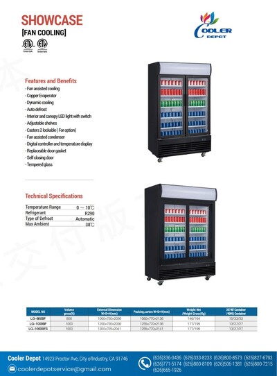 NSF 48 ins Drink two slide glass door refrigerator CLG-1000BFS