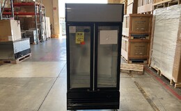 Clearance NSF 36 in two glass door upright refrigerator 042911
