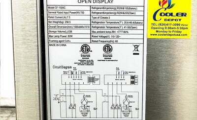 NSF 59 in open air Sandwich Refrigerated Merchandiser CF-1500C