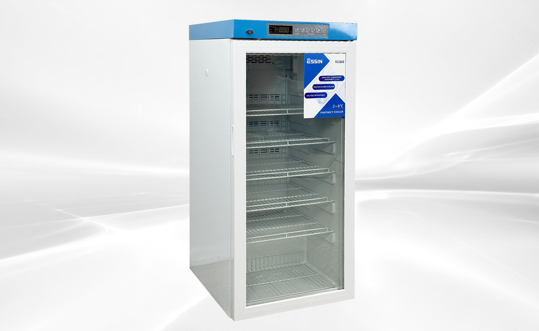 NSF Glass Door Pharmacy Refrigerator 9.89 CU.FT YC280G