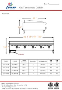 ETL 60 ins Commercial  Thermostat Gas griddle TC-G60-TP