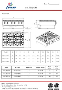 NSF 36ins Six burner hotplate CD-HP36-6