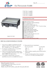 NSF 24 ins Thermostat griddle CD-TG24