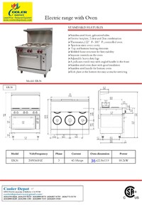NSF 36"6 Sealed Element Electric Range, 208v 3ph ER36