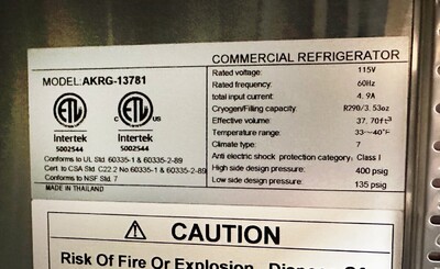 NSF 54 inches Two Slide glass Door Refrigerator AKRG-13781