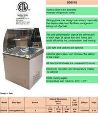 NSF 31 ins Gelato Ice Cream Dipping Cabinet SD251S with glass