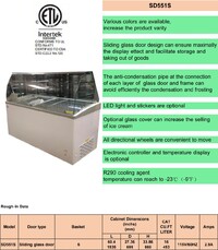 NSF 60 ins Gelato Dipping Cabinet Freezer SD551S with glass