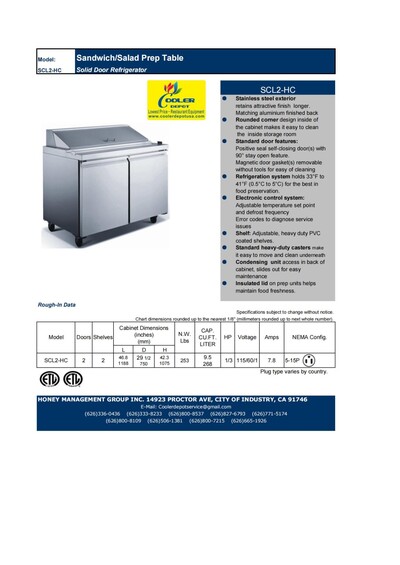 NSF ETL Sandwich Prep Table 48 ins SCL2-E-HC