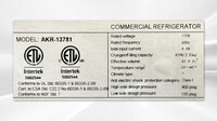 NSF Reach In Two Door Refrigerator SS interior AKR-13781