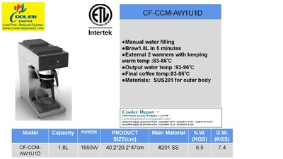 NSF Commercial Automatic coffee machine 12 Cup AW1U1D