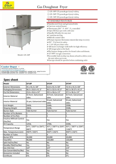 NSF Flat Bottom Funnel Cake Donut Fryer  GF-18P LP