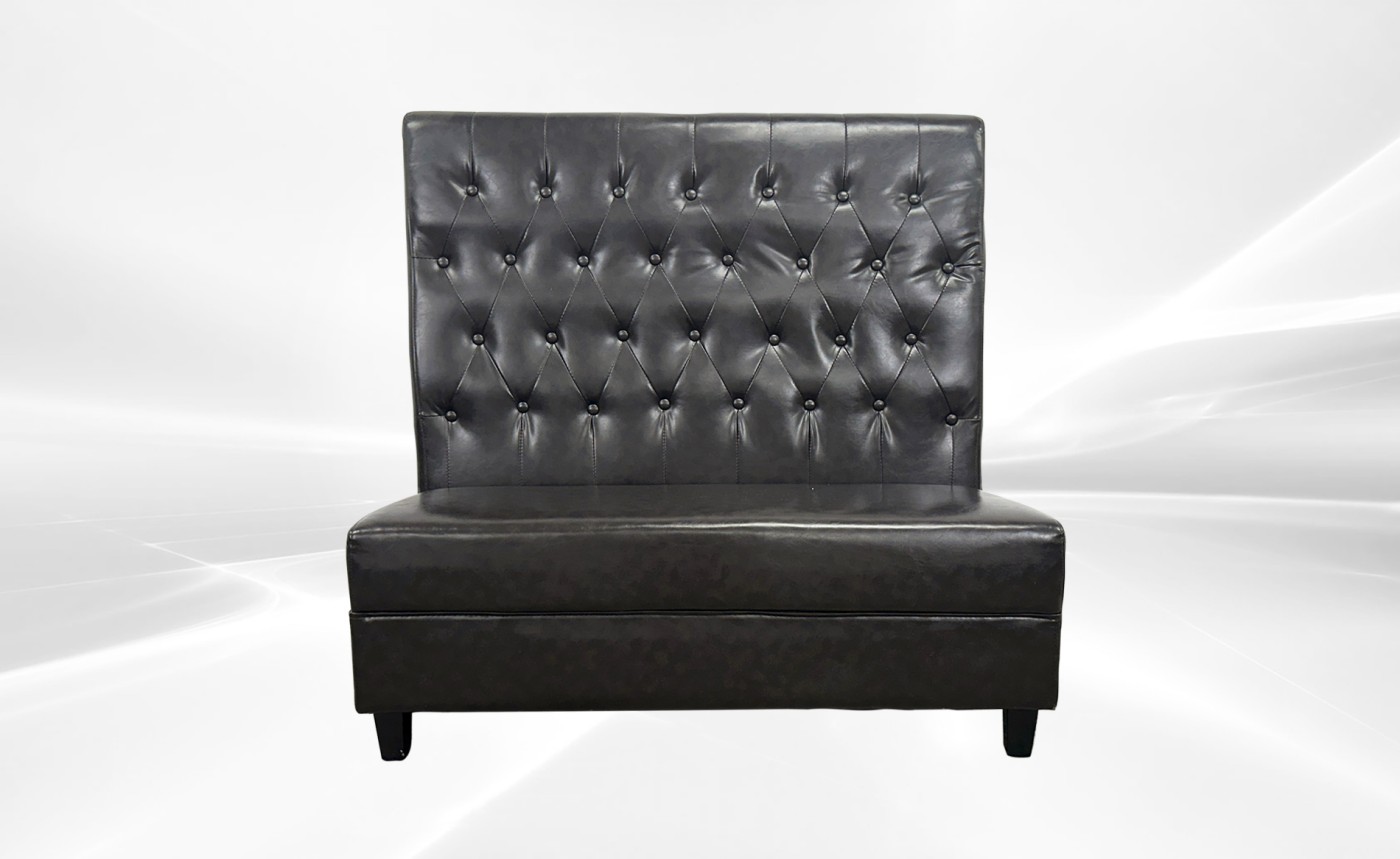 Button style Single Back Fully Upholstered Booth BO2 Black brown
