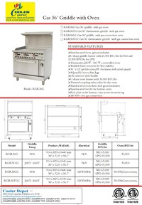 NSF 36″ Thermostat Griddle With Oven RGR36TG