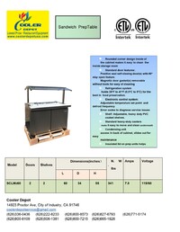 NSF salad buffet table open glass cold table SCLM260