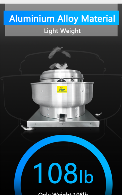 NSF 1 HP 2100-3900 Restaurant Exhaust Fan 220V RDU14HBS BIG