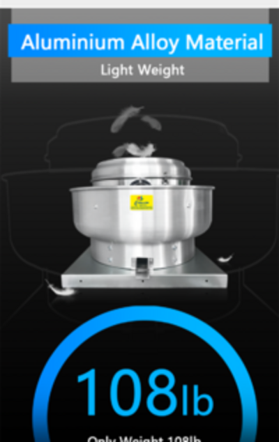 NSF 2 HP 7000 to 9500 CFM restaurant Exhaust Fan 220V RCU24HBS
