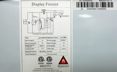 NSF 65 ins Supermarket Food Freezer SDSC600