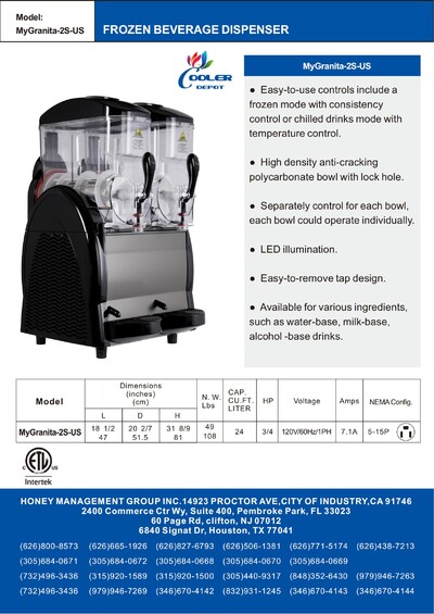 NSF 12L Margarita Slush Slushy Making Machine MG12L-2S