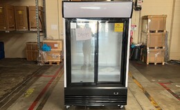 Clearance  48 ins Drink two slide glass door refrigerator 04195