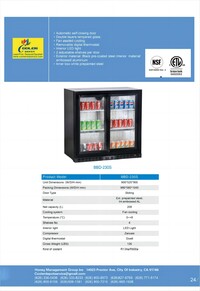 NSF Merchandiser Beverage back bar cooler slide door BB2S