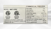 NSF Reach In Two Door Freezer SS interior AKF-13781