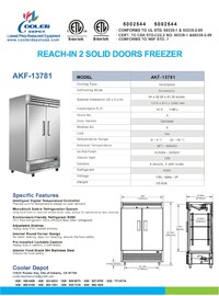 NSF Reach In Two Door Freezer SS interior AKF-13781