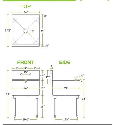 24 inches Commercial Utility Sink S12424B