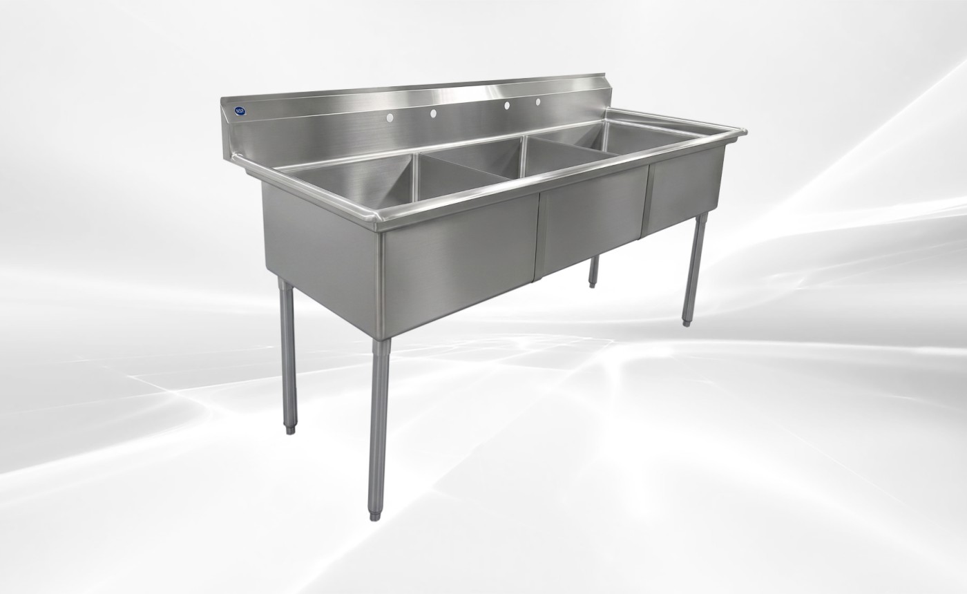 NSF 77 ins Stainless Steel Three Compartment Sink HN-C3T242412