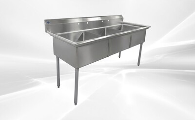 NSF 77 ins Stainless Steel Three Compartment Sink HN-C3T242412