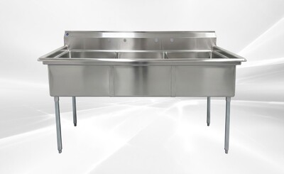 NSF 77 ins Stainless Steel Three Compartment Sink HN-C3T242412