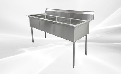 NSF 77 ins Stainless Steel Three Compartment Sink HN-C3T242412