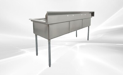 NSF 77 ins Stainless Steel Three Compartment Sink HN-C3T242412