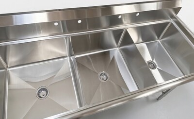 NSF 77 ins Stainless Steel Three Compartment Sink HN-C3T242412