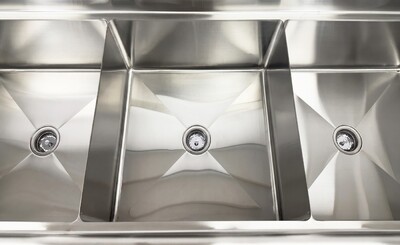 NSF 77 ins Stainless Steel Three Compartment Sink HN-C3T242412