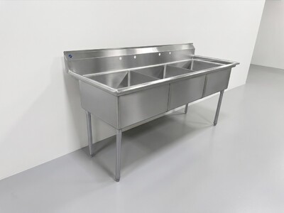 NSF 77 ins Stainless Steel Three Compartment Sink HN-C3T242412