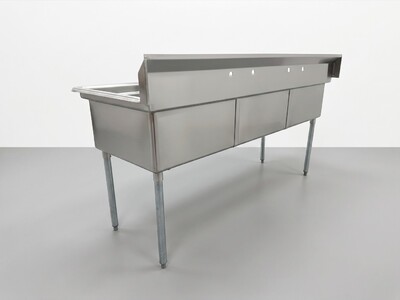 NSF 77 ins Stainless Steel Three Compartment Sink HN-C3T242412